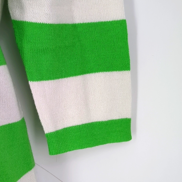 Vintage GAP Green White Striped Cashmere Cotton Blend Knit Sweater Size Medium - Picture 5 of 8
